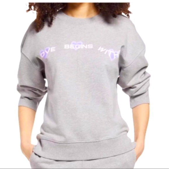BP Tops - BP. Love Begins Within Gray Crew Neck Sweatshirt Long Sleeve